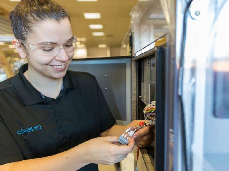 Female student working on an engineering project